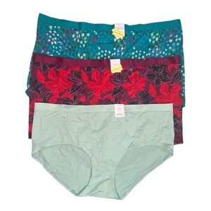 Auden Women’s 4X Boyshort/Hipster Underwear Set of 3, Multicolor, NWT